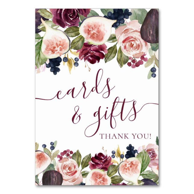 Blooming Figs | Rustikales Moody Elegant Blumenges Tischnummer (Vorderseite)