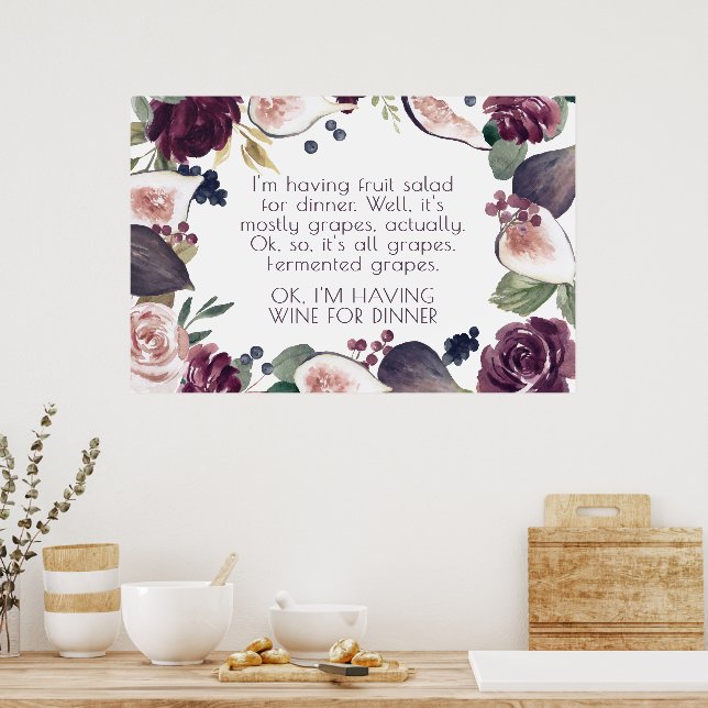 Blooming Figs | Weinlover Sonniger Traubensalat Poster (Küche)