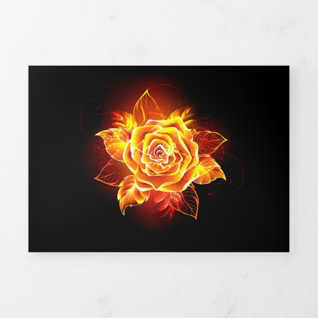 Blooming Fire Rose Dreifach Gefaltete Ankündigung (Cover)