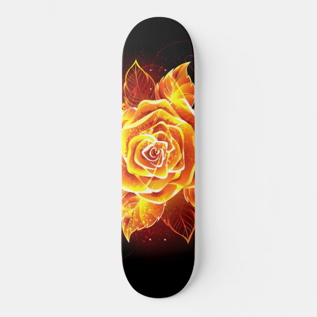 Blooming Fire Rose Skateboard (Vorderseite)