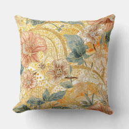 Blooming Flowers and Yellow Peach Design Art Kissen