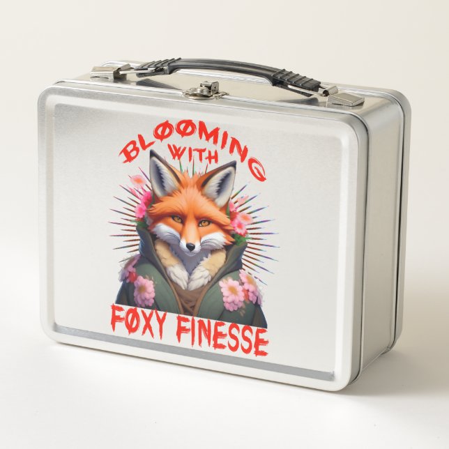 Blooming Fox Fashion Ästhetik Metall Brotdose (Vorderseite)