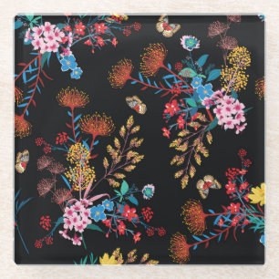 Blooming Garden Butterflies Liberty Style Glasuntersetzer