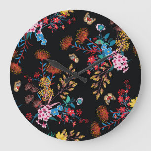 Blooming Garden Butterflies Liberty Style Große Wanduhr