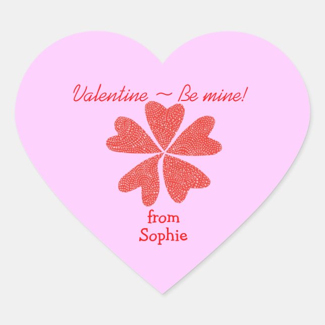 Blooming hearts personalized valentine sticker (Vorderseite)