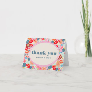 Blooming Joy Bright Floral Maximalist Wedding Dankeskarte
