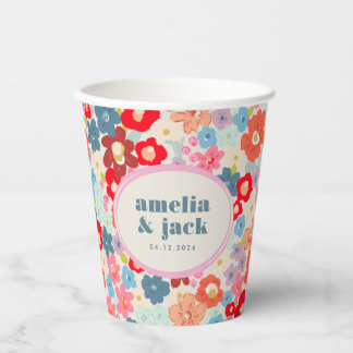 Blooming Joy Bright Floral Maximalist Wedding Pappbecher