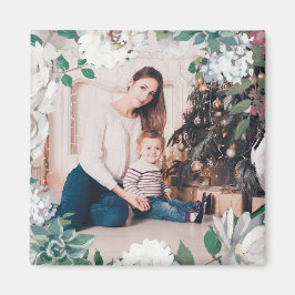 Blooming Joy Floral Christmas Foto Magnet