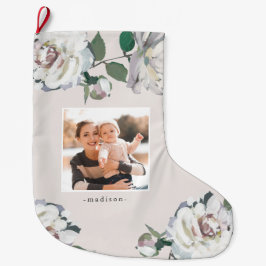 Blooming Joy Floral Foto Weihnachten Strumpf Großer Weihnachtsstrumpf