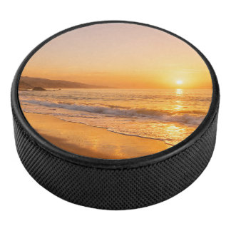 Blooming Lavender Field at Golden Sunset Provence Eishockey Puck