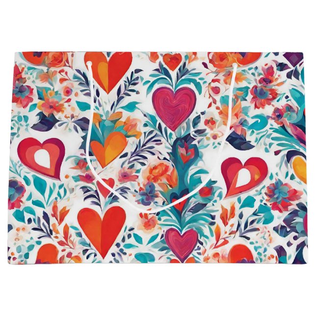 Blooming Liebe Zuneigungen Valentinstag Geschenkta Große Geschenktüte (Vorderseite)