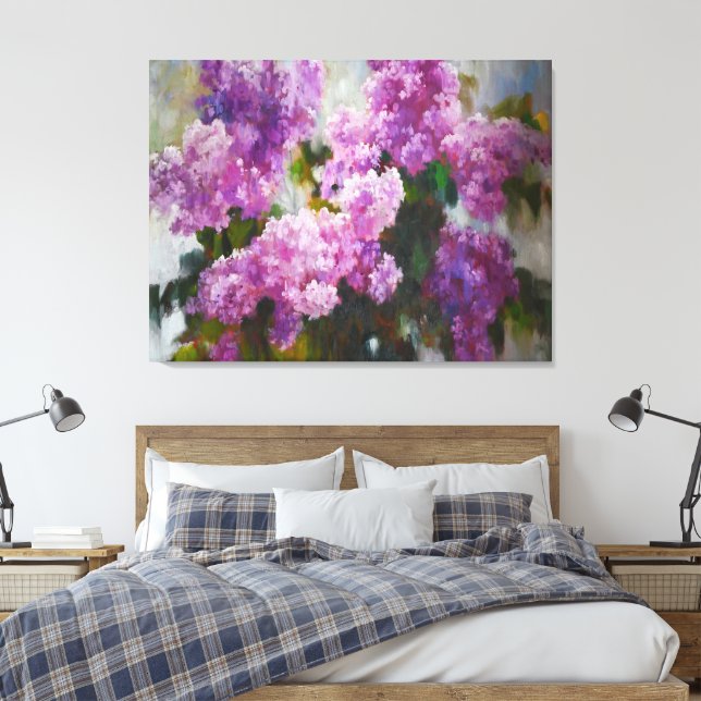 Blooming Lilac – Impressionist Spring Flowers Leinwanddruck (Insitu (Schlafzimmer))