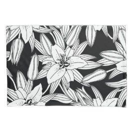 Blooming Lilies in Black and White Kissenbezug