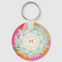 Blooming Lotus Blume Mit Monogramm Schlüsselanhäng