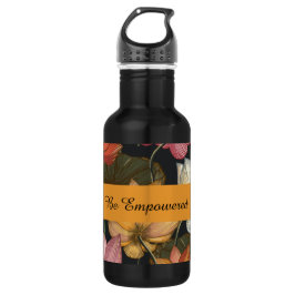 Blooming Lotus Water Lilies on Charcoal Black Stai Edelstahlflasche