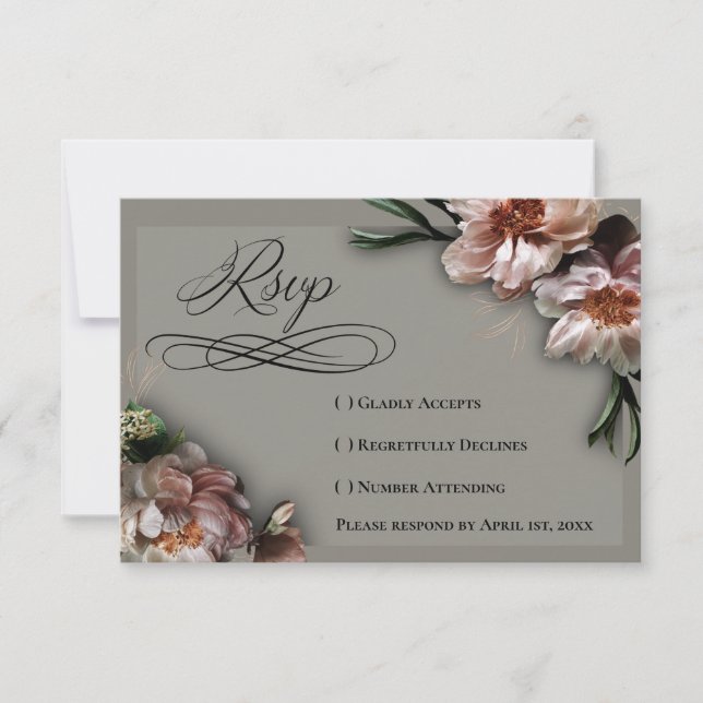 Blooming Peonies RSVP Card Karte (Vorderseite)