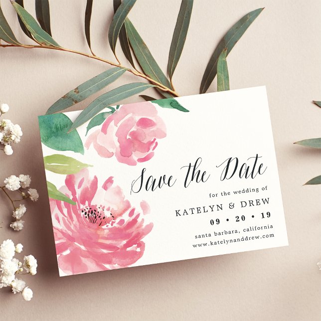 Blooming Peony Save the Date Card (Von Creator hochgeladen)