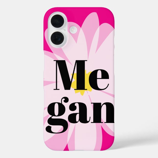 Blooming pink daisy Blume Custom iPhone 16 Fall iPhone 16 Hülle (Rückseite)