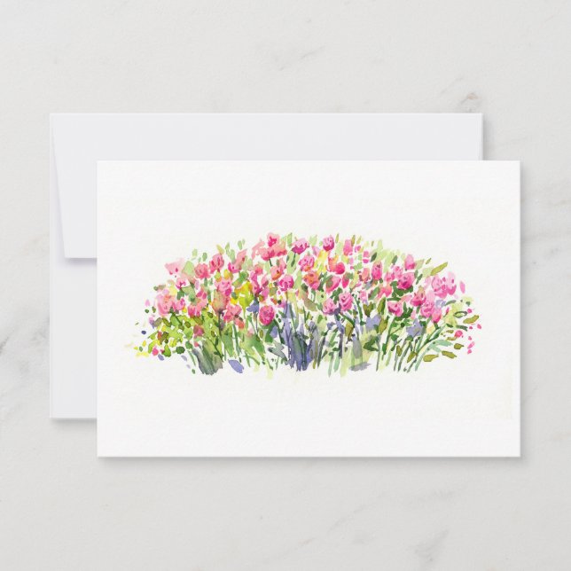 Blooming Pink Garden – Minimal Floral Design Dankeskarte (Vorderseite)