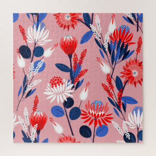 Blooming Protea: Botanisches Gartenmuster