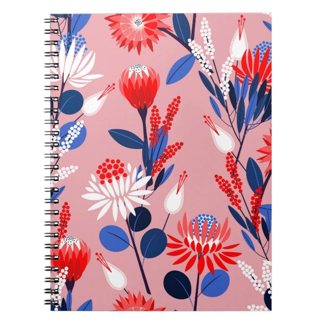 Blooming Protea: Botanisches Gartenmuster Notizblock (Vorderseite)