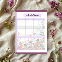 Blooming Purple Garden_ Medication Tracker Notizblock