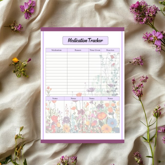 Blooming Purple Garden_ Medication Tracker Notizblock (Von Creator hochgeladen)