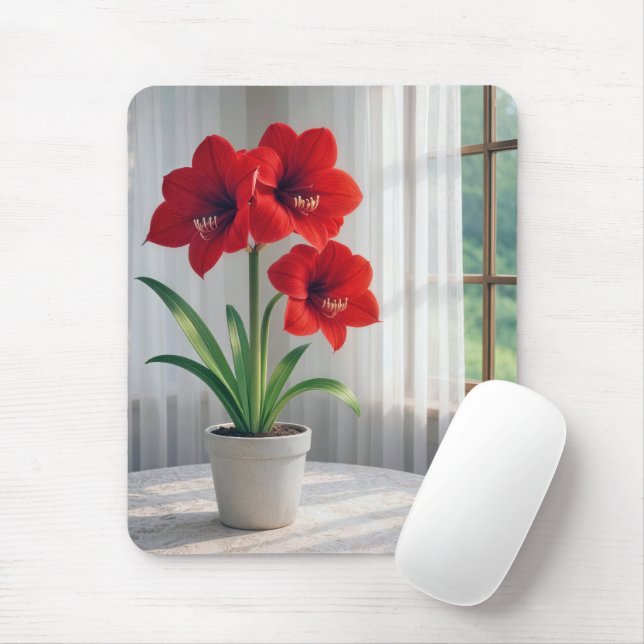 Blooming Red Amaryllis  Mousepad (Mit Mouse)