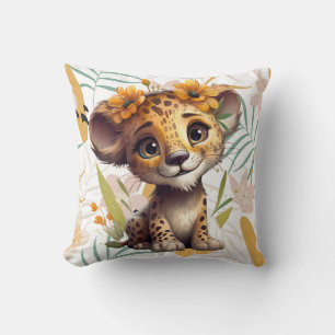 Blooming Safari Floral Cheetah Cub Kinderzimmer Kissen