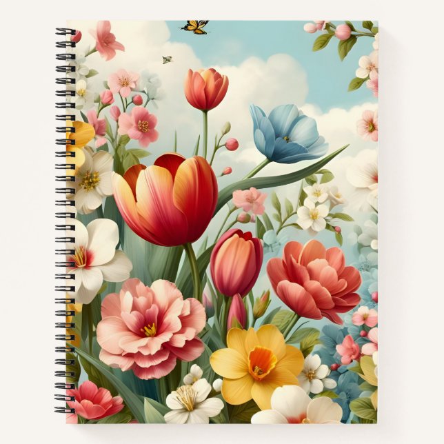 Blooming Spring Flowers Notebook Notizbuch (Vorderseite)
