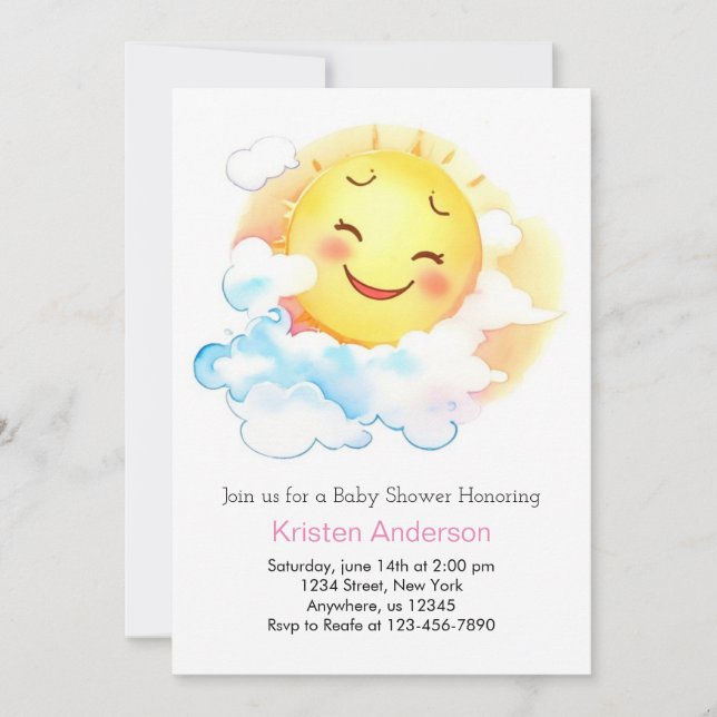 Blooming Sunshine Baby Girl Shower Einladung (Vorderseite)