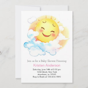 Blooming Sunshine Baby Girl Shower Einladung