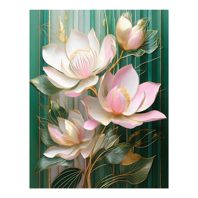 Blooming Wallpaper Japanisch Magnolia Art Fotodruck (Vorne)