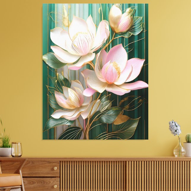 Blooming Wallpaper Japanisch Magnolia Art Leinwanddruck (Insitu (Wohnzimmer))