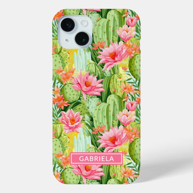Blooming Watercolor Cacti Personalized Case-Mate iPhone Hülle (Rückseite)