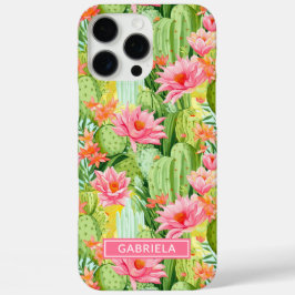 Blooming Watercolor Cacti Personalized iPhone 16 Pro Max Hülle