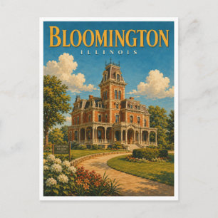 Bloomington Illinois Davis Mansion GeoSaga Postkarte