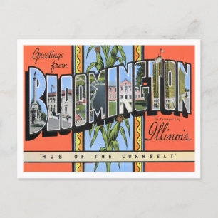 Bloomington, Illinois Vintage Große Buchstaben Postkarte
