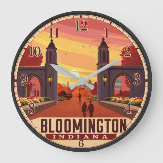 Bloomington Indiana College Town Travel Poster Große Wanduhr