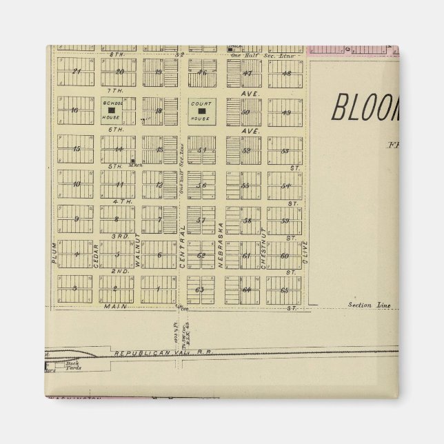 Bloomington und Riverton, Nebraska Magnet (Vorne)