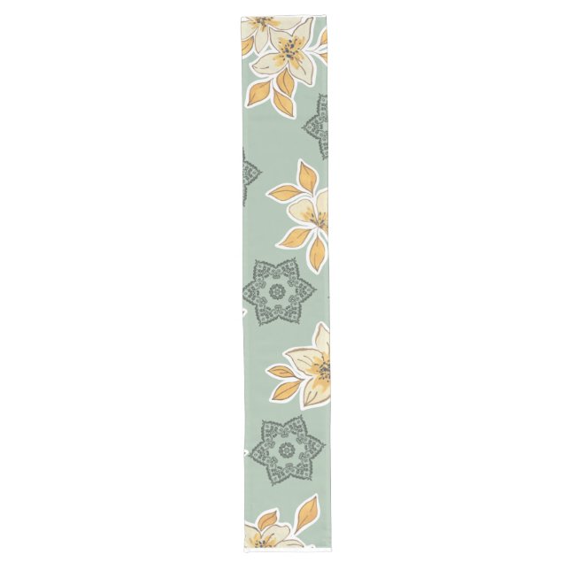 Blooms and Mandalas Table Runner Großer Tischläufer (Vorderseite)