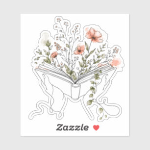 Blooms Book Botanische Linienkunst Vinyl Aufkleber