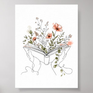 Blooms Buch Botanische Linienkunst Poster