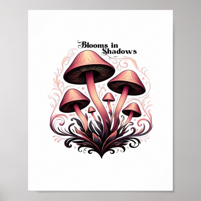 Blooms Shadows - Whimsigoth Mushroom Art Pasta mac Poster (Vorne)