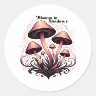 Blooms Shadows - Whimsigoth Mushroom Art Pasta mac Runder Aufkleber