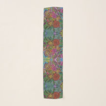 Blooms Tiled Chiffon Scarf 10" x 45"