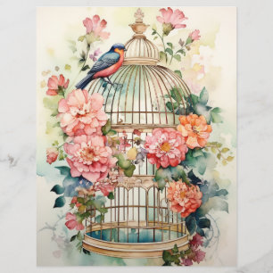 Blooms und Schmetterlinge über das Scrapbook Paper