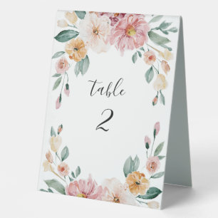 Blooms Wedding Tischnummer Akryllische Zelt-Zeiche Tischaufsteller