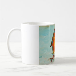 BloOrp! Der englische rote Robin auf blauem Kaffeetasse