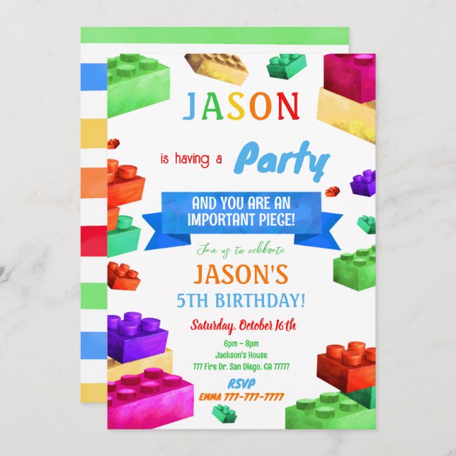 Bloquer Invitation d'anniversaire (Devant / Derrière)